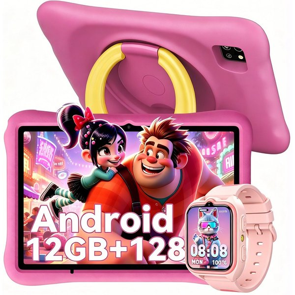 blackview Kinder Tablet 10 Zoll mit Schutzhülle, Android, WLAN, Elternkontrolle Tablet (10.1", 128 GB, Android 14, WLAN (Wi-Fi), Android 14, HD+ Display, 128GB,