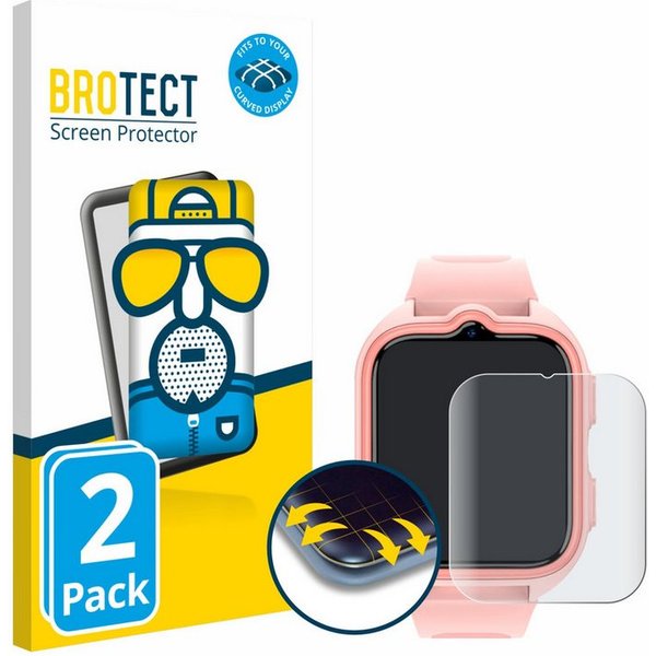 BROTECT Displayschutzfolie Fullscreen Schutzfolie für Blackview Z30 Kids Smartwatch, 2 Stück, Displayschutz Folie Fullcover Matt Entspiegelungsfolie