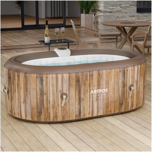 Arebos Whirlpool BERGEN aufblasbar für 2 Personen mit 90 Massagedüsen, (Komplett-Set, 190 x 120 cm), für Outdoor & Indoor