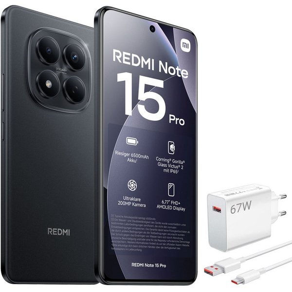 Xiaomi Redmi Note 15 Pro 4G 12+512GB Smartphone & 67W HyperCharge Handy (200 MP Kamera)