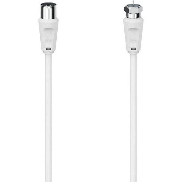Hama SAT-Anschlusskabel, F-Stecker - Koax-Kupplung 1,5m und 3m 90 dB, Weiß SAT-Kabel, F-Stecker, (150 cm)