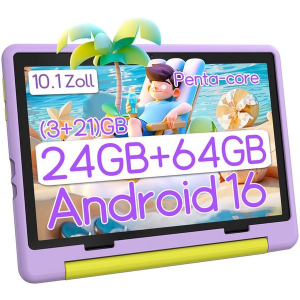 BUFO Kinder Lern-Tablet mit Elternkontrolle 10'' Android 16, 64GB Tablet (10", 64 GB, Android 16, Kids Bumper blau)