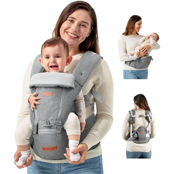 besrey Bauchtrage Babytrage mit Hüftsitz Bauchtragen & Rückentrage, Ergonomisches Babytrage für Babys & Kleinkinder (3,5-20 kg)