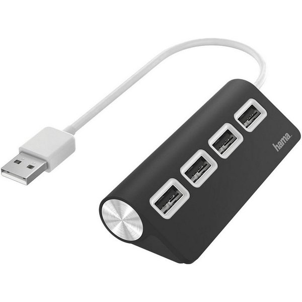 Hama USB-Hub mit 4 USB-A Ports, USB-A Stecker, 480 Mbit/s, 15 cm Kabellänge USB-Adapter USB Typ A, 15 cm, Verbinden von PC, Notebook, Tablet mit USB-Stick, Tast