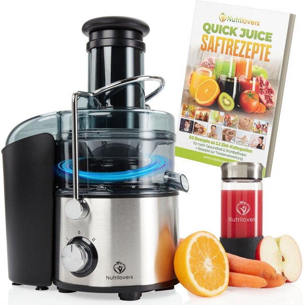Nutrilovers Zentrifugenentsafter QUICK-JUICER MAX Zentrifugal-Entsafter mit XXL-Einwurf, 800 W, Zentrifugal-Entsafter mit externem Tresterbehälter