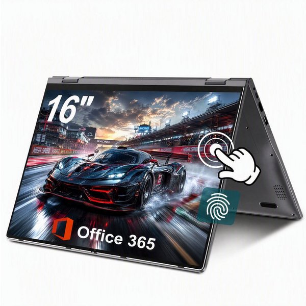 MENGHU Convertible Laptop 16 Zoll 16GB LPDDR5 640GB SSD Fingerabdrucksensor Convertible Notebook (Intel N95, Intel UHD Graphics, 16 GB, 640 GB SSD, 4-core CPU)