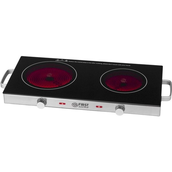 TZS FIRST AUSTRIA Doppelkochplatte Infrarot Kochplatte, elektrisch, 2800W, 20cm und 16,5cm Kochfeld, Oberflächentemperatur >400°C, Glaskeramik, jedes Kochgeschi