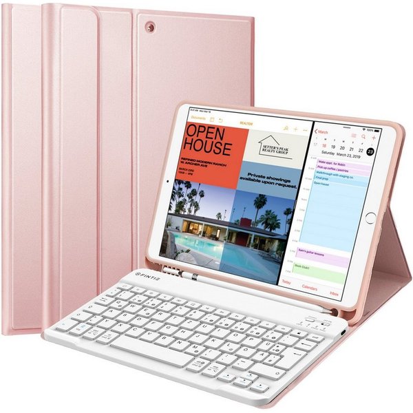 Fintie Tablet-Hülle mit Tastatur für iPad Air 10.5" 2019 (3. Gen) / iPad Pro 10.5" 2017, TPU Rückseite mit Stifthalter, magnetisch Abnehmbarer QWERTZ Tastatur