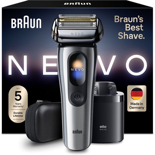 Braun Elektrorasierer NEVO 15000cc, SmartClean-Plus-Reinigungsstation, integrierter Präzisionstrimmer, AeroTouch, Smart Display, 7-in-1 Care System, Reiseetui, 