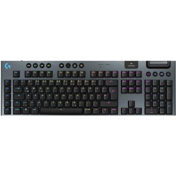 Logitech G Logitech G915 X Lightspeed Wireless QWERTZ Gaming-Tastatur (Wireless, flache Switches, RGB, Medientasten, G-Tasten)