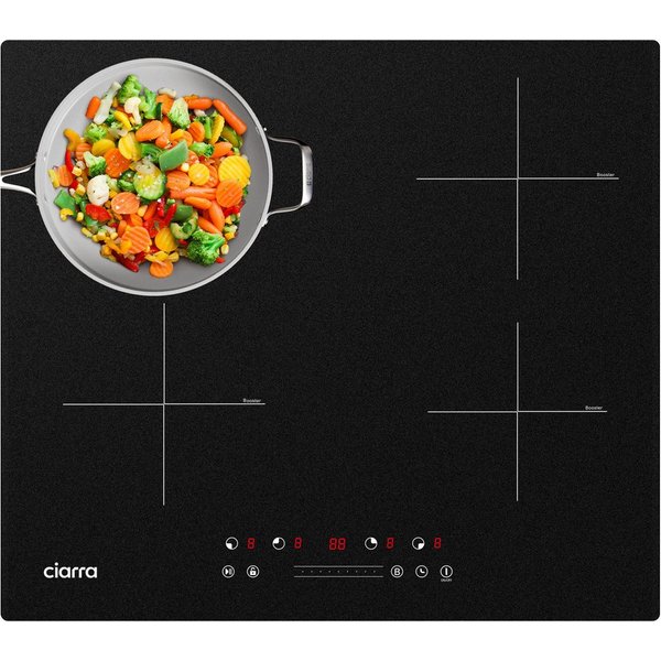 CIARRA Induktions-Kochfeld 60 cm Induktionskochfeld 9 Stufen mit 99 Min Timer & BOOST Touch Control CBBIH4B, 4-Zonen Einbau Kochfelder Induktionsherd mit 99 Min