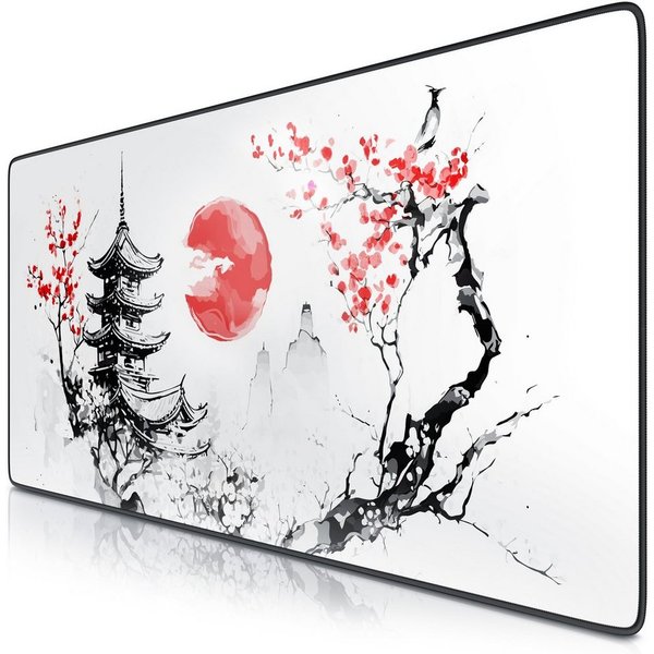 Titanwolf Gaming Mauspad XXL Speed Mousepad 900 x 400 x 3 mm, große Tischunterlage (1-St), rutschfest, abwaschbar, Geschwindigkeit & Präzision, Japan Painting