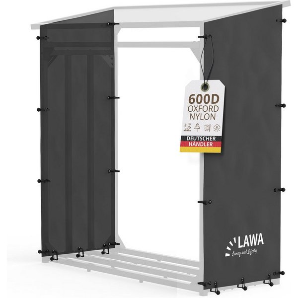 LAWA Living and Lifestyle Schutzplane 2 Seitenplanen für 70cm Kaminholzregal Feuerholzregal Abdeckung (2er Set), incl. Befästigungsbänder