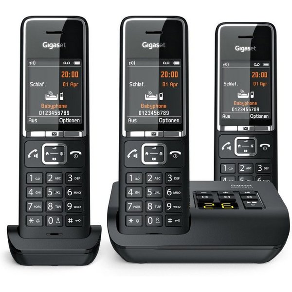 Gigaset COMFORT 550A Trio schwarz Schnurloses Telefon Schnurloses DECT-Telefon
