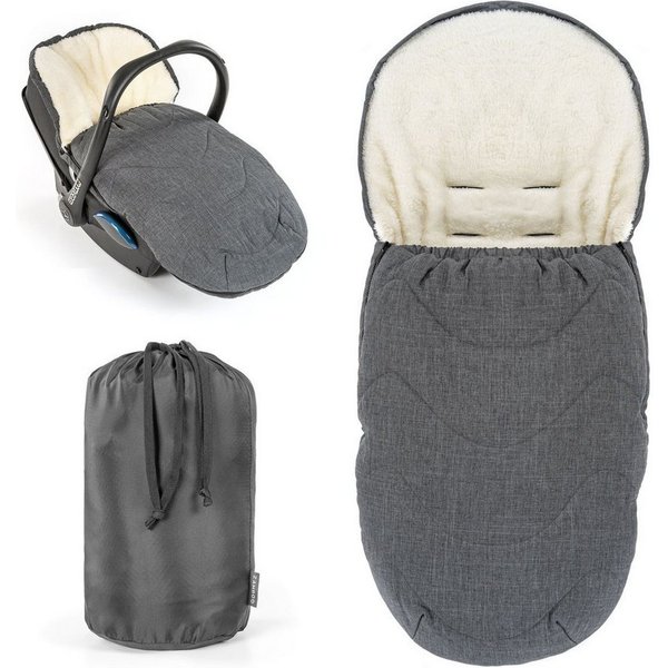 Zamboo Fußsack Grau, 2in1 Fleece Baby Winter Fußsack für Babyschale, Kinderwagen & Buggy