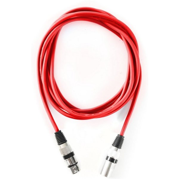 MUSIC STORE Audio-Kabel, XLR-Mikrofonkabel, 3m, Musikstudio, Rot, hochwertig, professionell