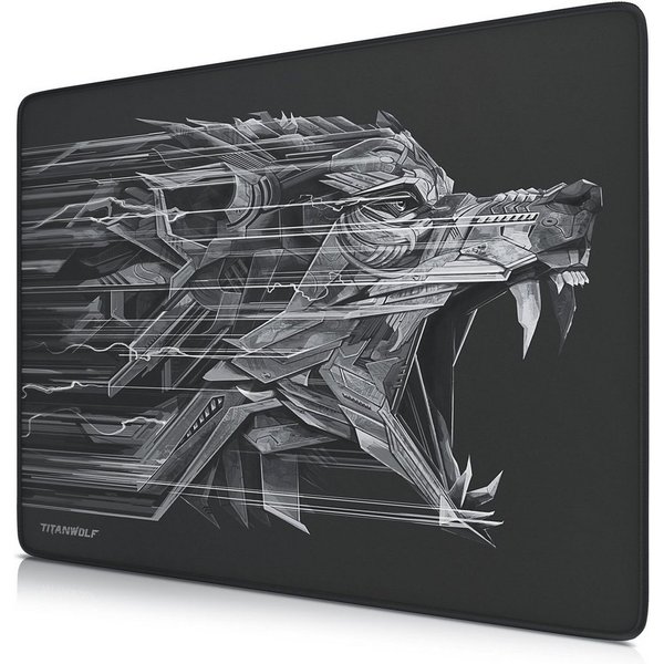 Titanwolf Gaming Mauspad XL Speed Mousepad 440 x 350 x 3 mm, Tischunterlage, strapazierfähig (1-St), rutschfest, abwaschbar, Geschwindigkeit & Präzision, Wolfsm
