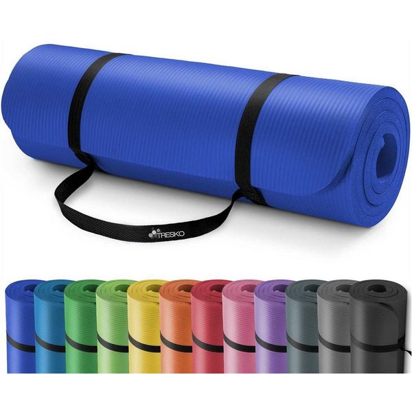 TRESKO Gymnastikmatte rutschfest mit Tragegurt Sportmatte gepolstert, Yogamatte Gymnastikmatte Dick Fitnessmatte