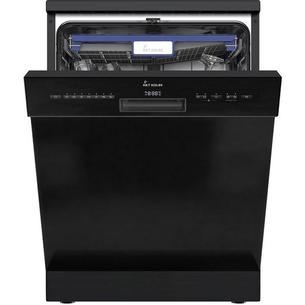KKT KOLBE Standgeschirrspüler DW60FSS, 9,5 l, 14 Maßgedecke, 60cm / Schwarz / AquaStop / 7 Programme / 14 Maßgedecke