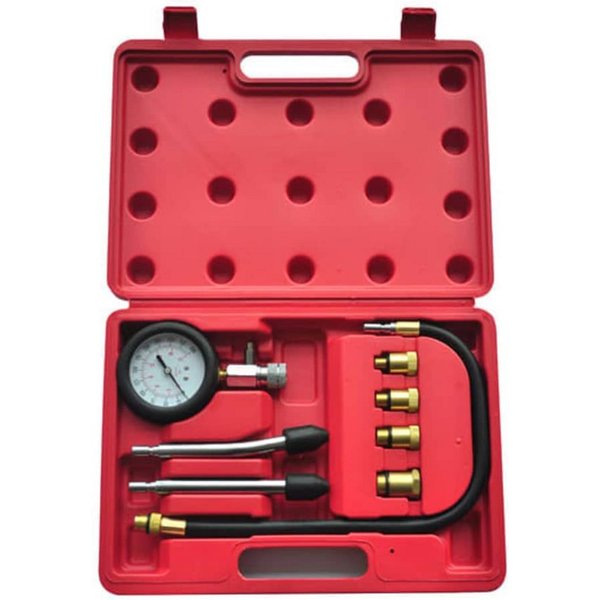 vidaXL Wasserkühlung 9-tlg. Kompressionstester-Set für Benzinmotoren, Kompressionstester 9-tlg. Kompressionsprüfer Testgerät Benzinmotor