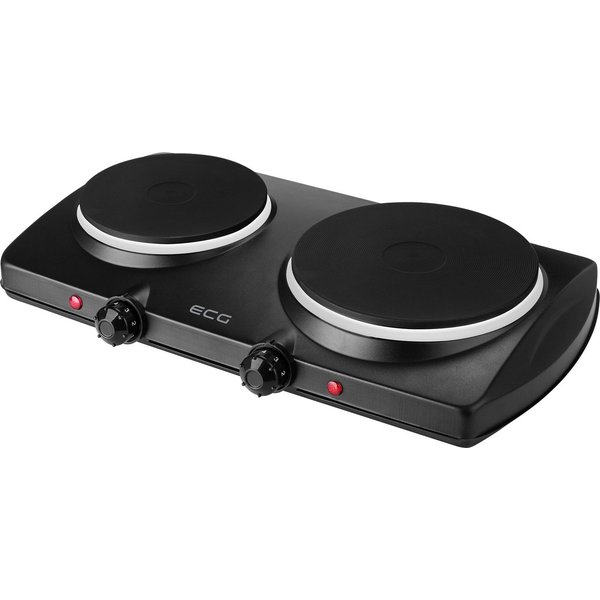 ECG Doppelkochplatte EV 2512 Black, 2 Platten mit einem Durchmesser von 185 mm und 155 mm