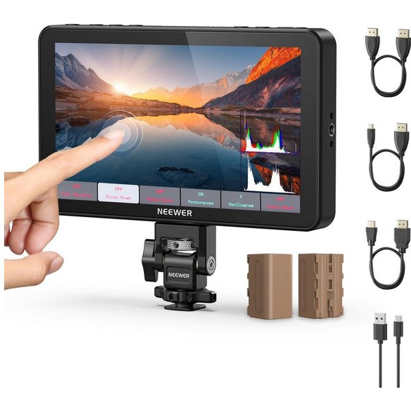 Neewer Kamerazubehör-Set F700 7" Kamera Feld Monitor, 2000nit HD 1920 x 1080 IPS Touchscreen, (Packung), mit 3D LUT, 4K HDMI Loop In/Out, DSLR Video Assist HDR 