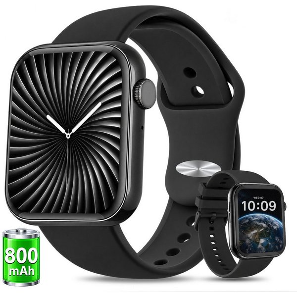 Whraills 2026 Smartwatch Herren Damen 1.83 " AMOLED Display Smartwatch 800mAh Smartwatch, Herzfrequenz-/Atemübungen-/SpO2-/Schlafüberwachung für Android und iOS