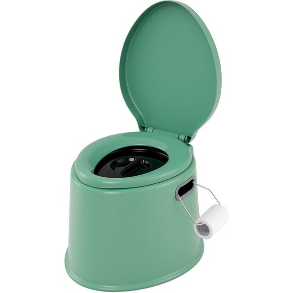 COSTWAY Campingtoilette, tragbar, mit abnehmbarem Eimer, Papierhalter