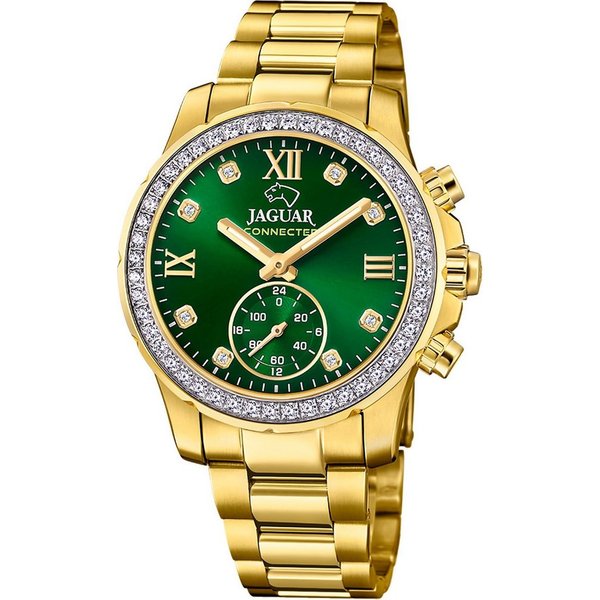JAGUAR Multifunktionsuhr Jaguar Damenuhr Edelstahl gold Jaguar, (Multifunktionsuhr), Damen Armbanduhr rund, Edelstahlarmband gold