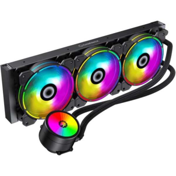 GAMEMAX Wasserkühlung IceChill 360 ARGB Beleuchtung, Aluminium, 3 Lüfter mit 71,60 CFM, Gleitlager ≤32,3 dBA