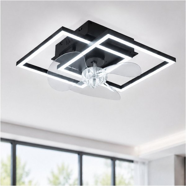 ZMH Deckenventilator Moderne Deckenlampe mit Ventilator - Deckenventilator mit Beleuchtung, mit Licht Dimmbar mit Fernbedienung Timer für Wohnzimmer Esszimmer
