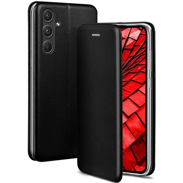ONEFLOW Handyhülle für Samsung Galaxy A55 5G Premium Hülle Business Cover Schwarz 6,5 Zoll, 360 Grad Schutzhülle Flip Case Etui Klapphülle Dünn Leder Handy Tasc