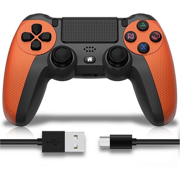 Ophy Kabelloser Bluetooth-Controller für PS4 – mit Dual-Motor-Vibration PC-Controller (6-Achsen, LED-Licht, 600 mAh Akku & ergonomischem Design)