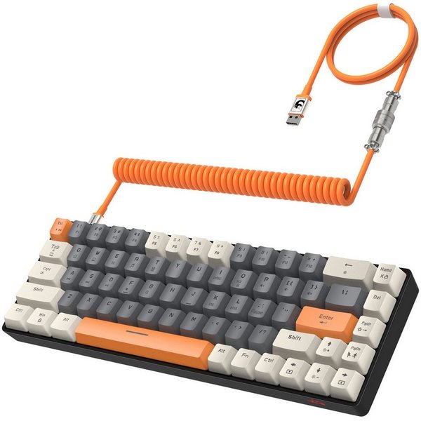 ZIYOU LANG T8 60% Mechanische Gaming-Tastatur,68 Tasten TKL mit Kompaktem Layout, Gaming-Tastatur (Kompaktem Layout,18 RGB,Anti-Ghosting,USB-C Spiralkabel,für P