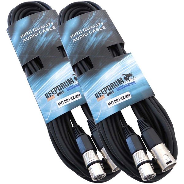 keepdrum keepdrum 6m MC-001XX-6M Mikrofonkabel XLR 2 Stück Audio-Kabel, XLR, (600 cm), 2 x XLR-Kabel 6 m