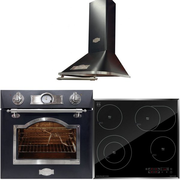 Kaiser Küchengeräte Backofen-Set Herd Set Autark Elektro Backofen 60 cm Autark, Teleskop-System, 67L, 8 Funktionen+High Light Glaskeramik Kochfeld 60cm Schwarz 