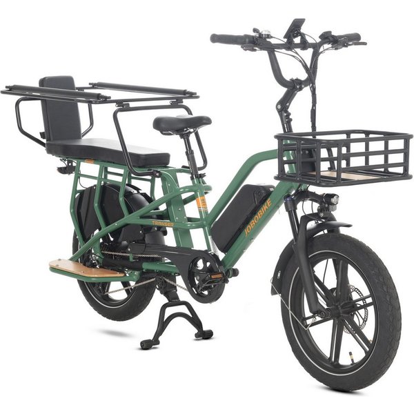 JOBOBIKE E-Bike Cargo 20 Zoll, 150 km, Longtail Lastenrad für Familie, Transport & Alltag, 7 Gang Shimano, Kettenschaltung, Heckmotor, 720 Wh, (Elektrofahrrad b