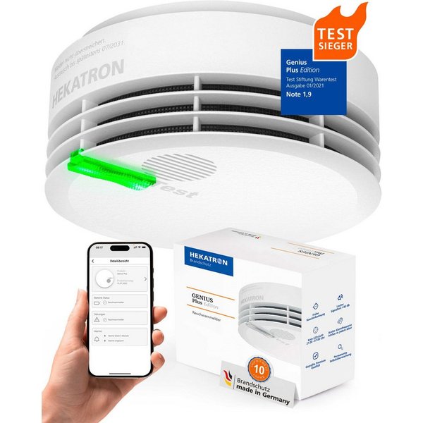 Hekatron Hekatron Genius Plus Rauchmelder (Q-Label, VdS-zertifiziert, 85 dB(A), Klebepad oder Bohrmontage)