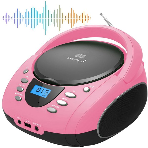 Cyberlux CL-720 tragbarer CD-Player (CD, Kinder CD Player tragbar, Boombox, Musikbox, FM Radio mit MP3 USB)