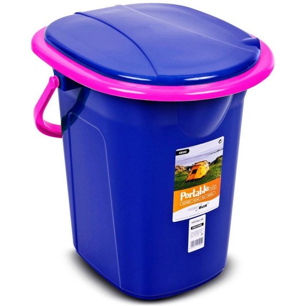 GreenBlue Campingtoilette GB320 Tragbarer Toiletten-Eimer mit Tragegriff 19L, Toilettenpapierhalter, Auskipp-Hilfe für Camping, Wohnwagen, Boot