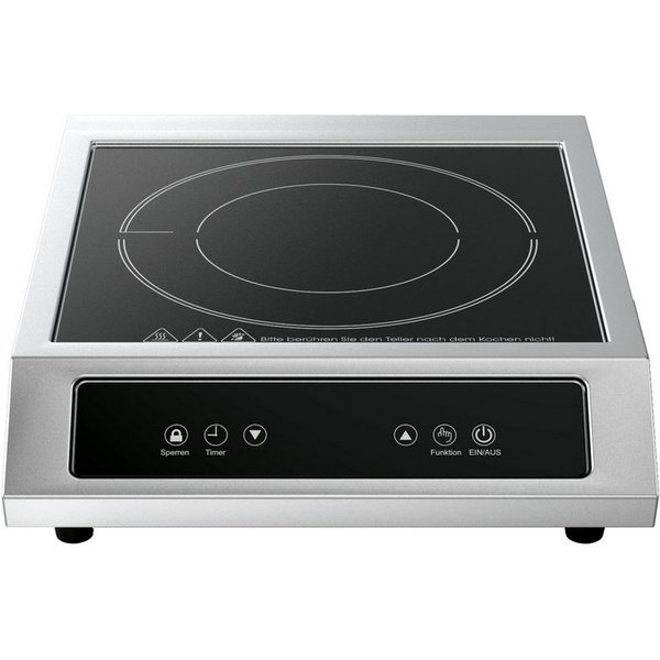 B&S Einzel-Induktionskochplatte Profi Induktionsplatte 3500W Edelstahlgehäuse - 11 Leisstungstufen