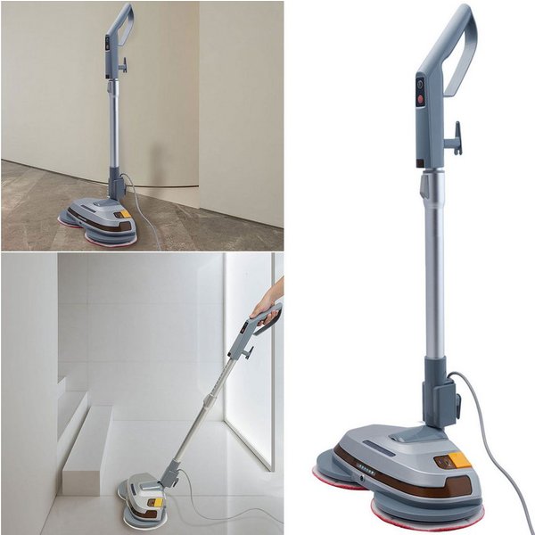 Casativo Hartbodenreiniger 85W Tiefenreinigende Boden-Poliermaschine Teleskopgriff Sprühfunktion, 85 W, mit Wischwasser-Tank, 260 U/Min, waschbare Klett-Pads, 3