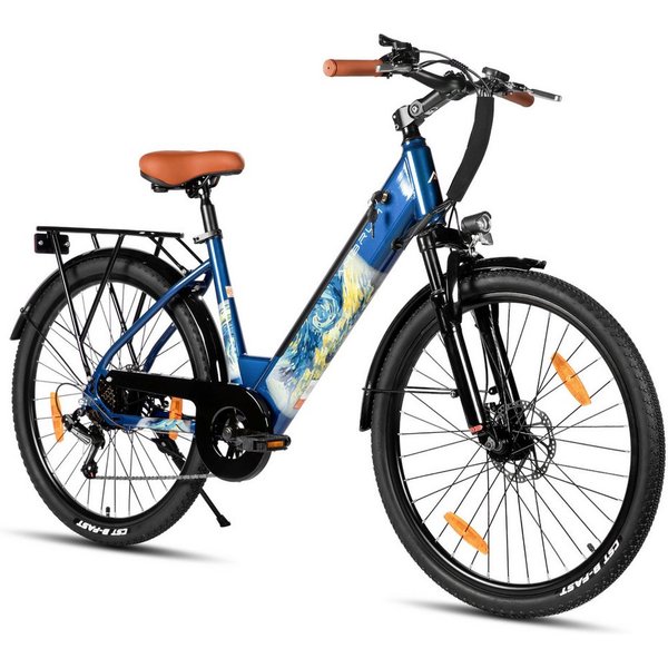 HILAND E-Bike 26" E-Mountainbike mit Shimano-Schaltung, Gepäckträger & Nabenmotor, Heckmotor, 374,4 Wh