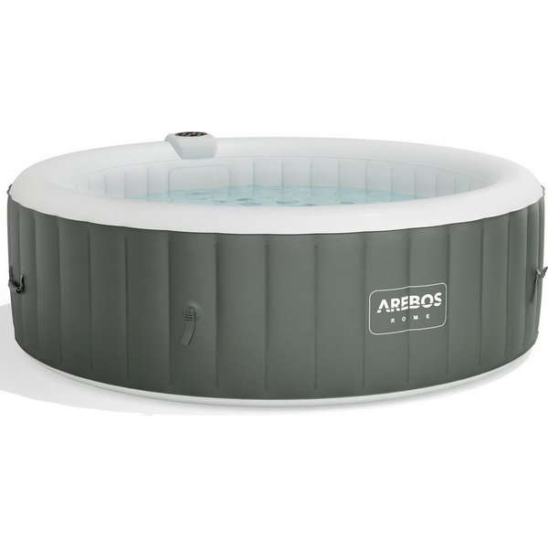 Arebos Whirlpool ROME aufblasbar für bis zu 6 Personen mit 130 Massagedüsen, (Komplett-Set, 208 x 208 cm), für Outdoor & Indoor