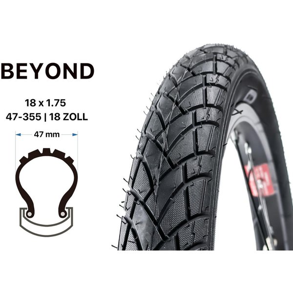 BEYOND Fahrradreifen 18 Zoll Beyond Fahrrad Reifen 47-355 City Trekking
