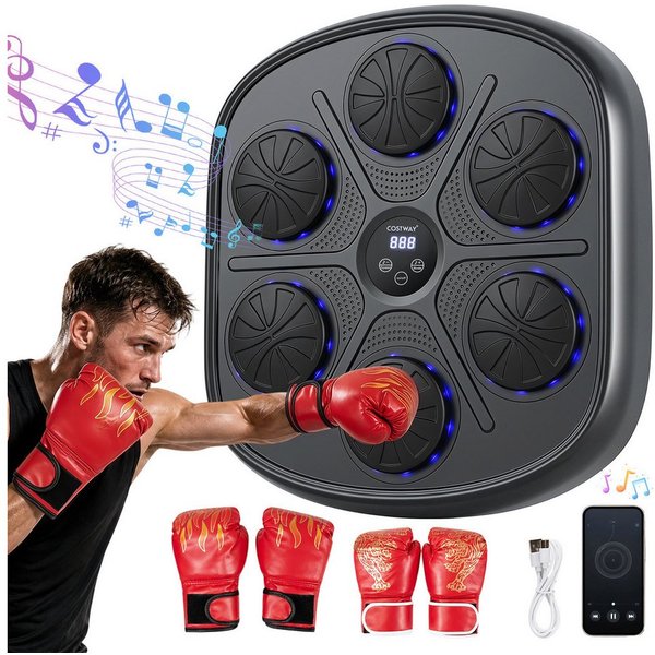COSTWAY Boxstation mit LED-Display & kabelloser Verbindung, Boxing Machine