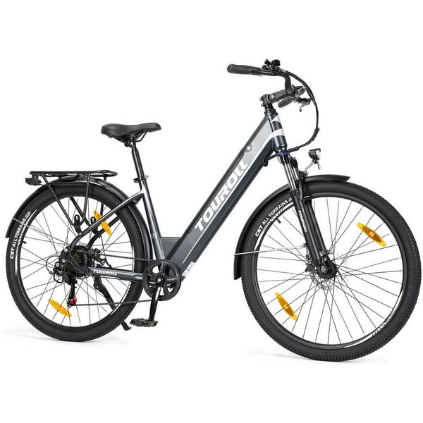 Touroll E-Bike J1 ST Trekkingrad mit 250-W-Motor, 27,5-Zoll-Rädern, 561,6 Wh Akku, 561,6 Wh, 100 km Reichweite, mechanische Scheibenbremse