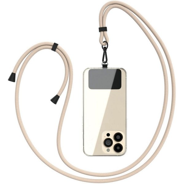 EAZY CASE Handykette Umhängeband Clips Schwarz mit extra Handband, Wechselbares Handyband kombinierbare Handyhülle abnehmbares Band Taupe
