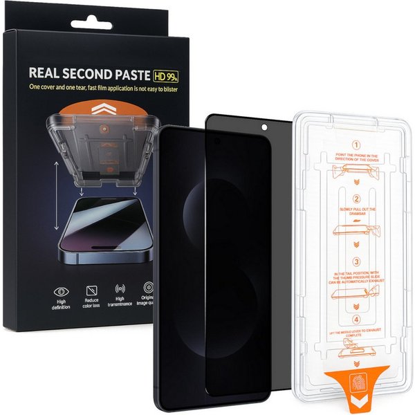 Wigento Displayschutzglas Privacy SnapFit für Samsung Galaxy S26 Ultra mit Installationshilfe für Samsung Galaxy S26 Ultra 5G, Blickschutz, 9H Härte, kratzfest,