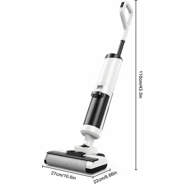 INSE Bodenstaubsauger D1 Nass Trockensauger, 150 W, beutellos, 150W 20KPa Akku Staubsauger mit Wischfunktion, 180°Lay-Flat, 40min
